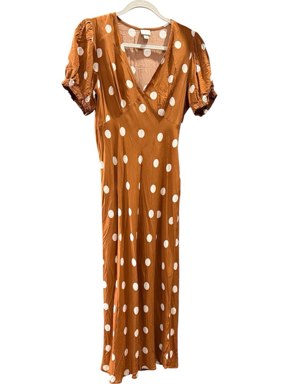 a new day Rust Polka Dot Midi Dress White polka Dots size M - Picture 3 of 8